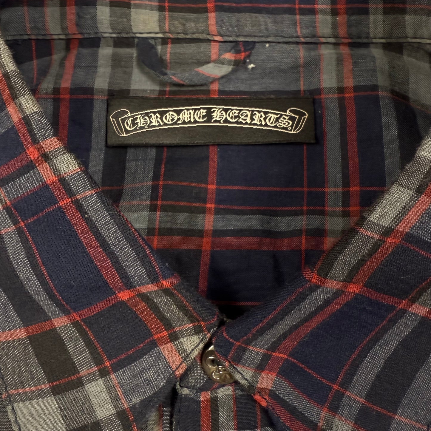 Chrome Hearts Leather Cross Patch Flannel Shirt