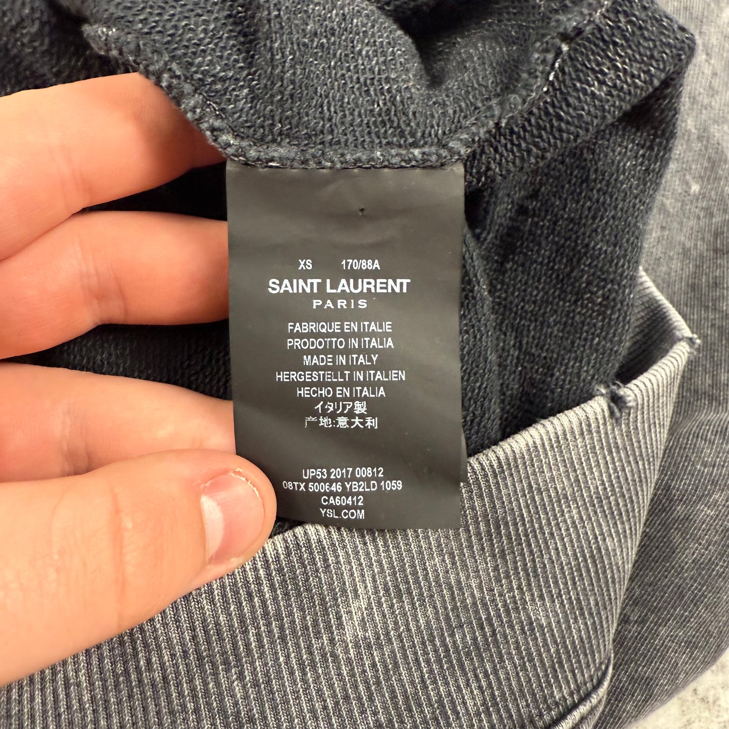 Saint Laurent Distressed Washed ‘Gray’ Hoodie