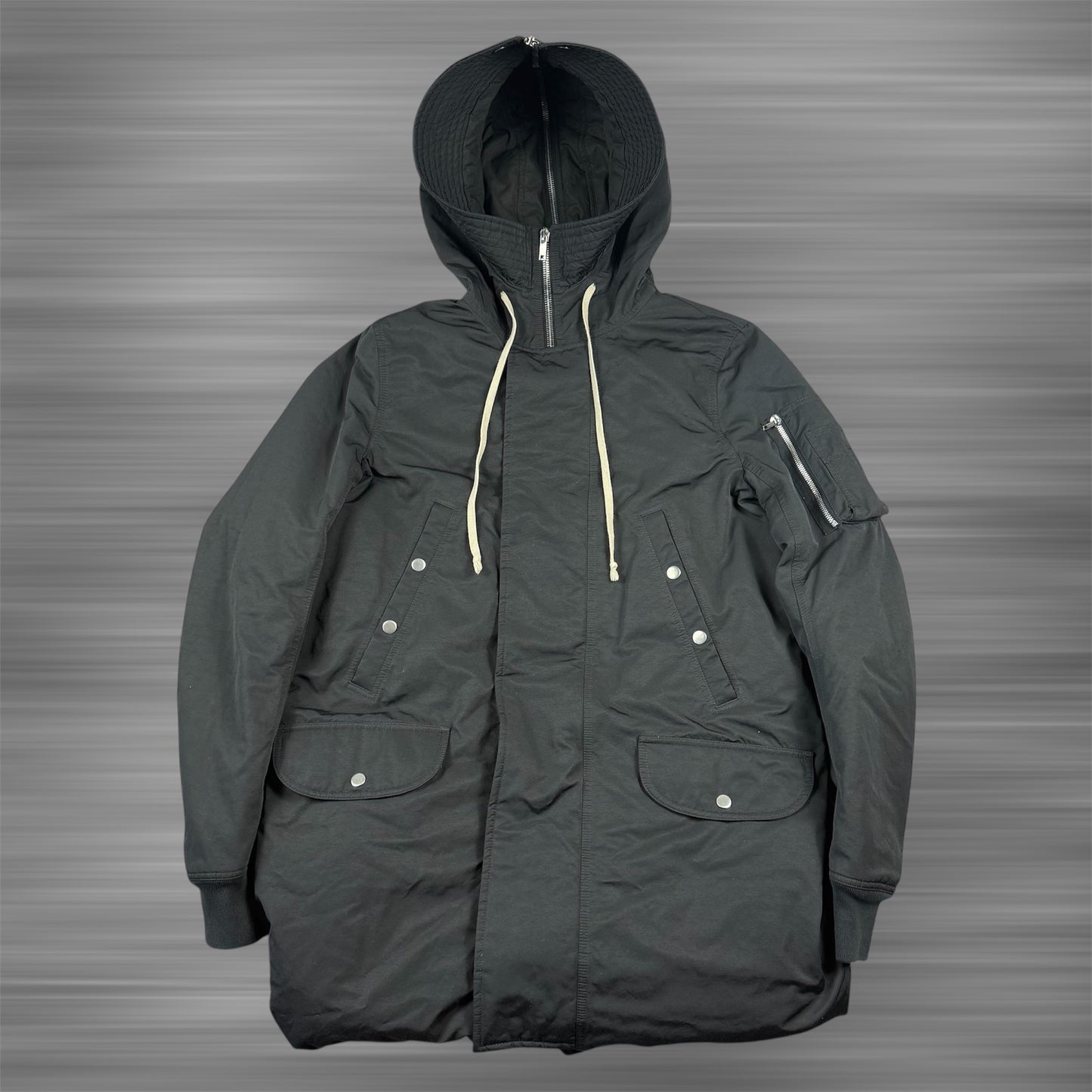 Rick Owens DRKSHDHW Black Hooded Long Heavy Parka