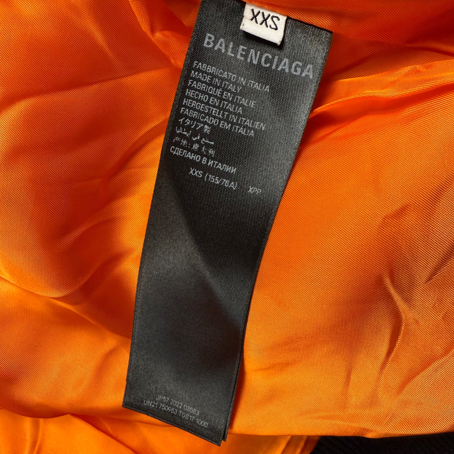 Balenciaga AW22 Leather MA-1 Oversized Hooded Bomber Jacket