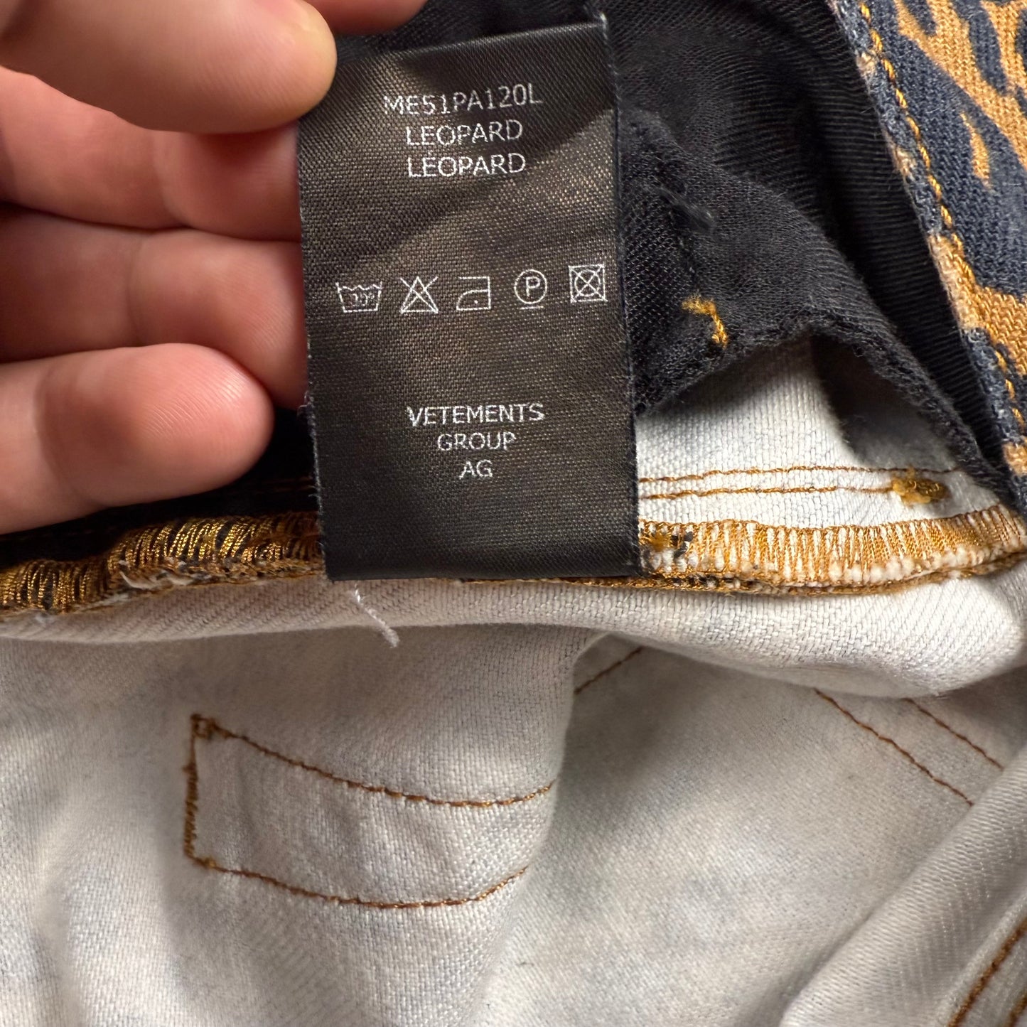 Vetements Leopard Denim Shorts