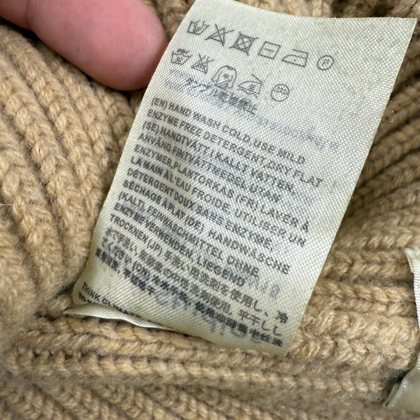 Acne Studios Face Patch Ribbed Beanie Camel