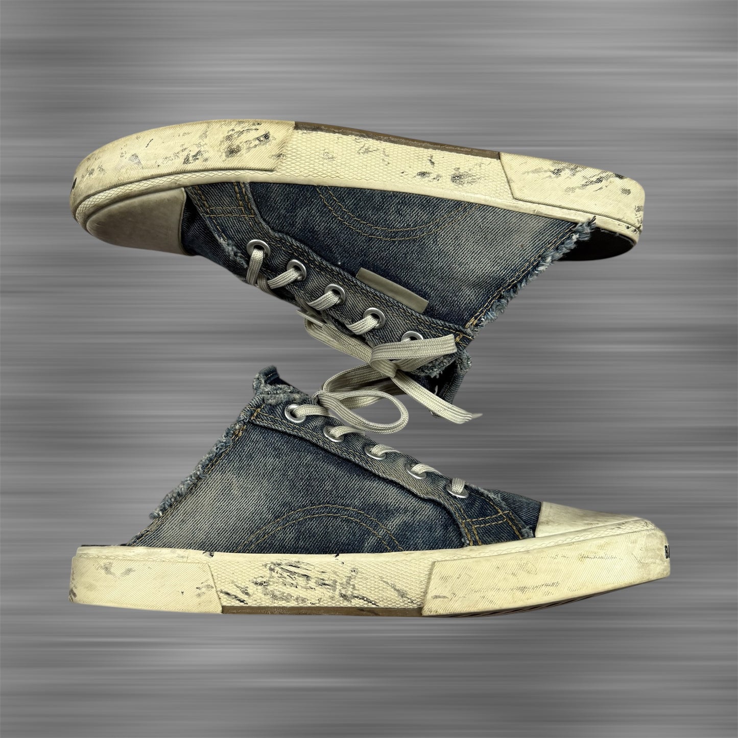 Balenciaga Mules Destroyed Denim & Rubber