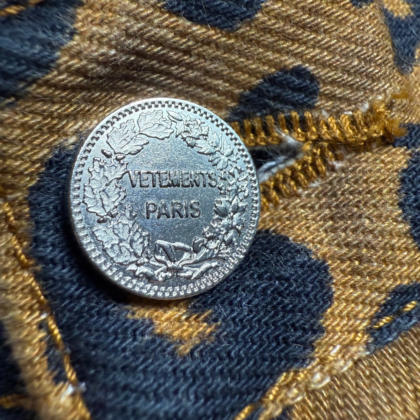 Vetements Leopard Denim Shorts