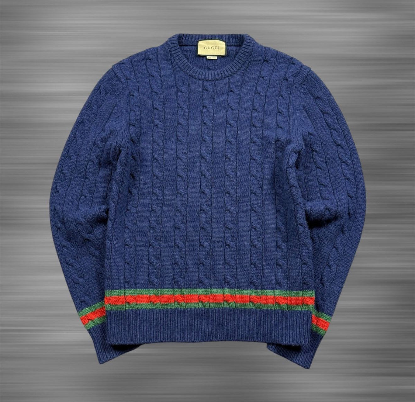 Gucci Striped Cable-Knit Cashmere Sweater
