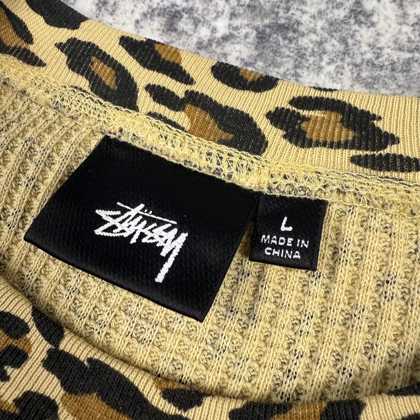 Stussy Thermal Big Logo Leopard Long Sleeve