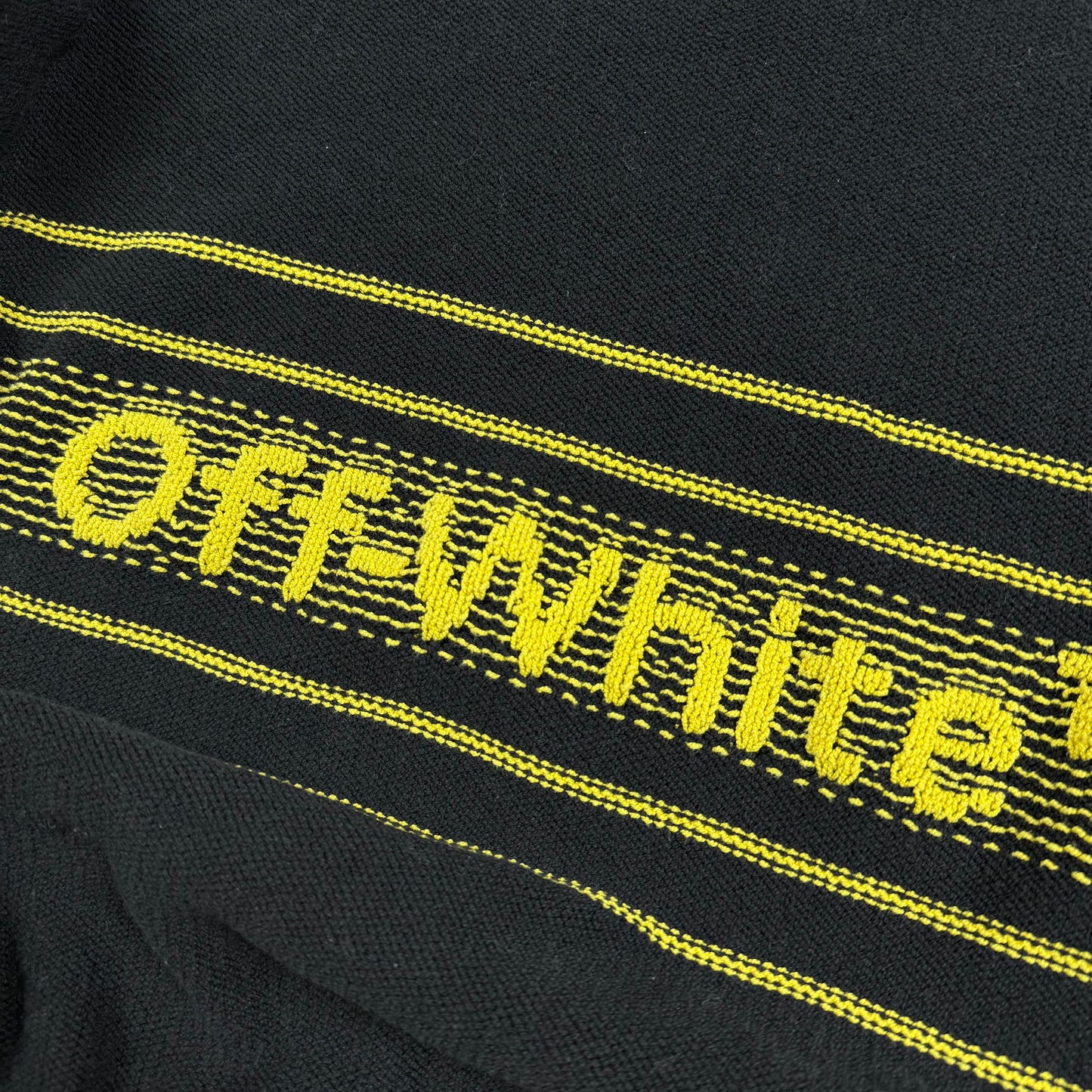OFF-WHITE Distressed Logo Intarsia Wool Sweater