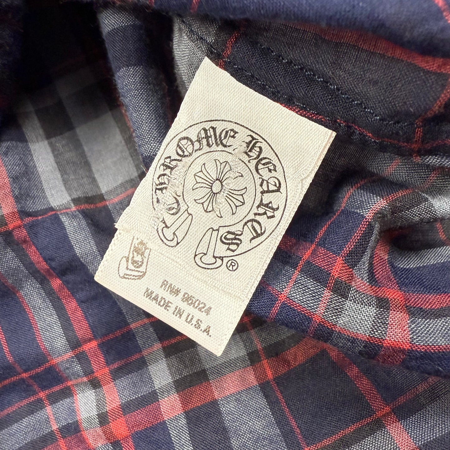 Chrome Hearts Leather Cross Patch Flannel Shirt