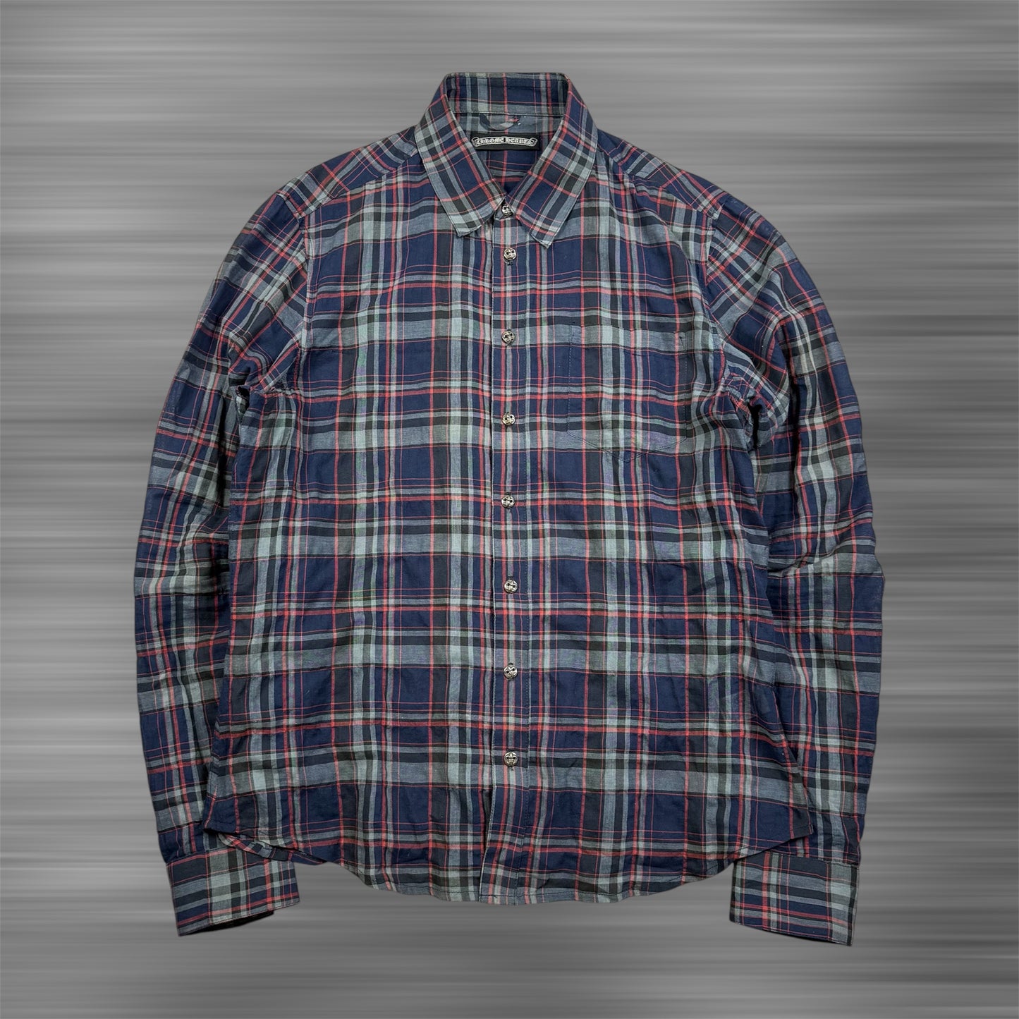 Chrome Hearts Leather Cross Patch Flannel Shirt