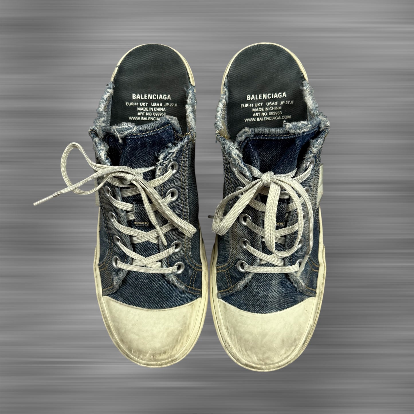 Balenciaga Mules Destroyed Denim & Rubber