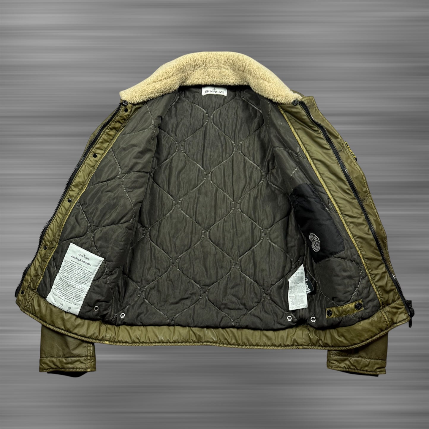 Stone Island Khaki Mussola Gommata Flight Jacket