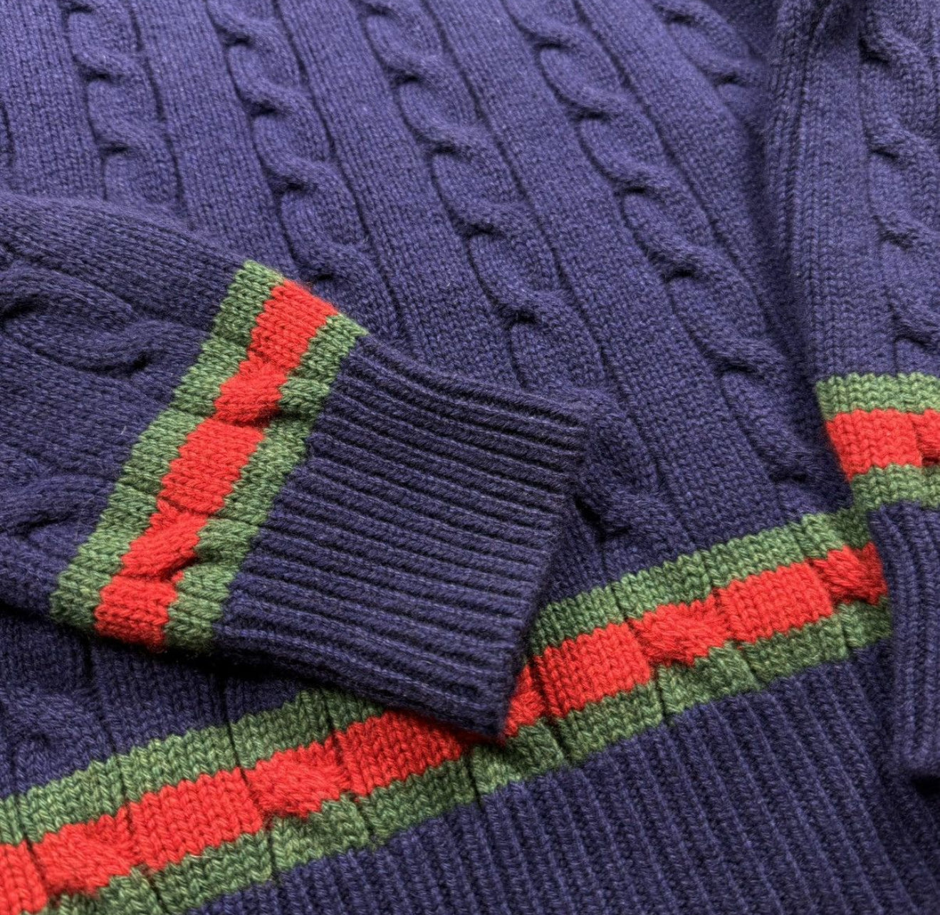 Gucci Striped Cable-Knit Cashmere Sweater