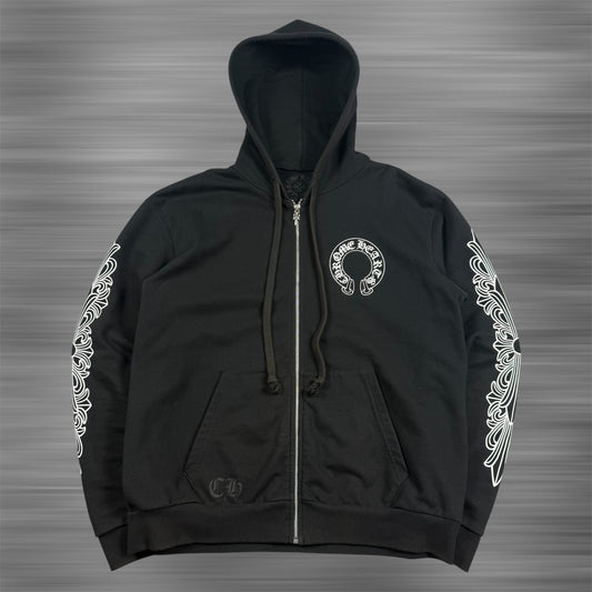 Chrome Hearts Floral Horseshoe Zip Up Hoodie