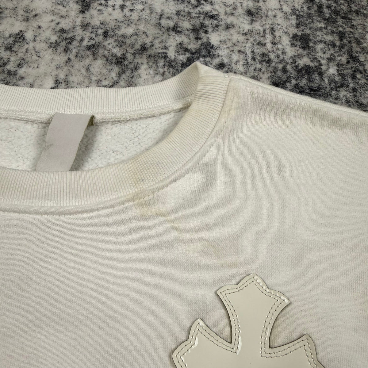 Chrome Hearts Leather Cross Patch ‘White’ Crewneck