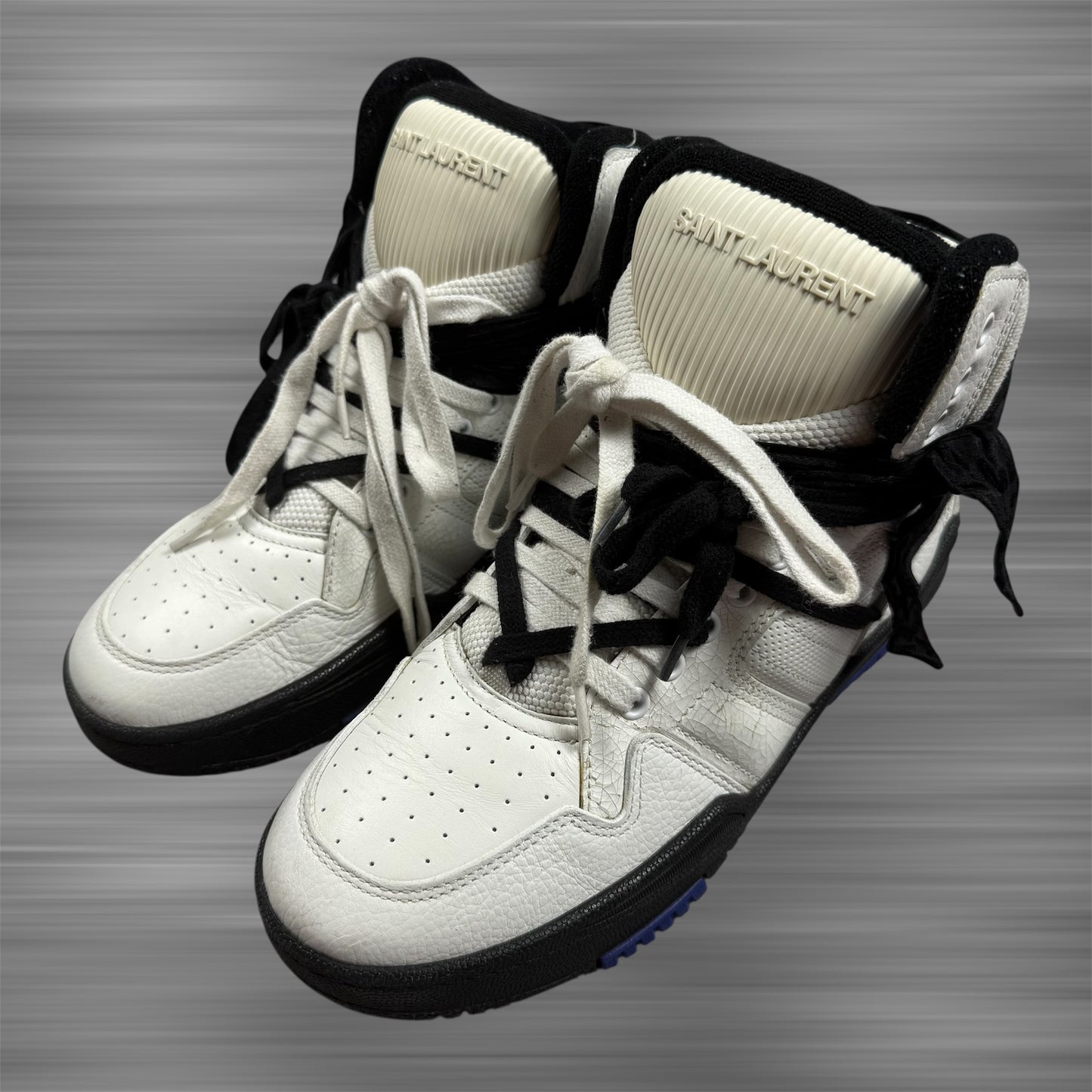 Saint Laurent Smith Grained Leather ‘White/Black’ Shoes