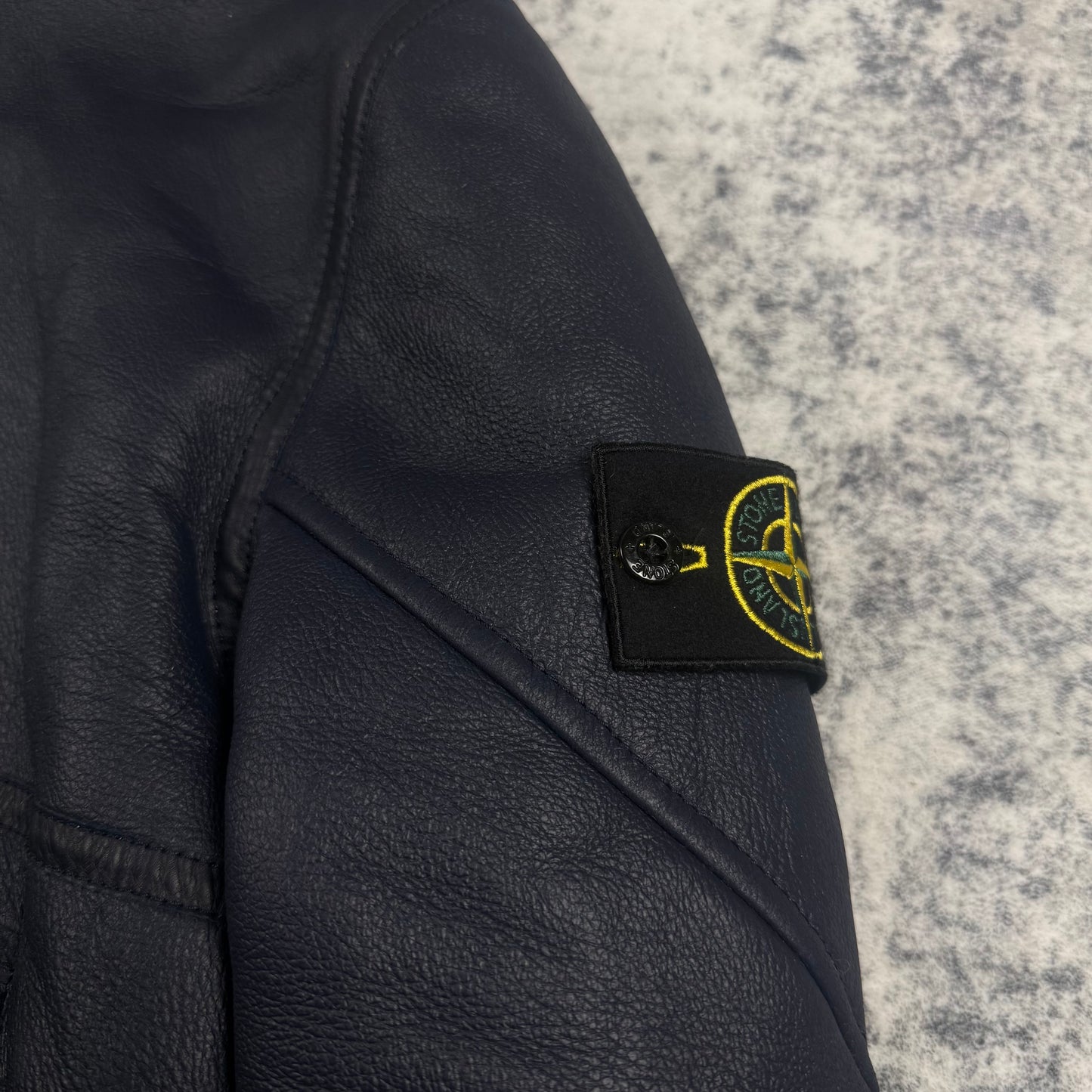 Stone Island Hand Painted Sheepskin Fur Hood Shearling Jacket