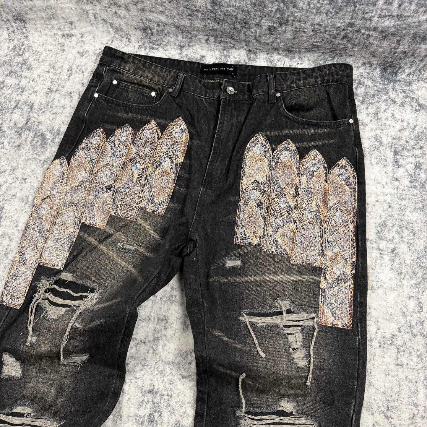 Who Decides War Black Patch Arch Mocha Denim Jeans