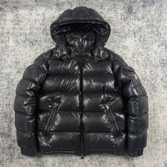 Moncler Maya Giubbotto Black Lacquer Nylon Down Puffer Jacket