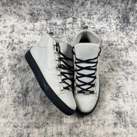 Balenciaga Arena White Leather High-Top Sneakers