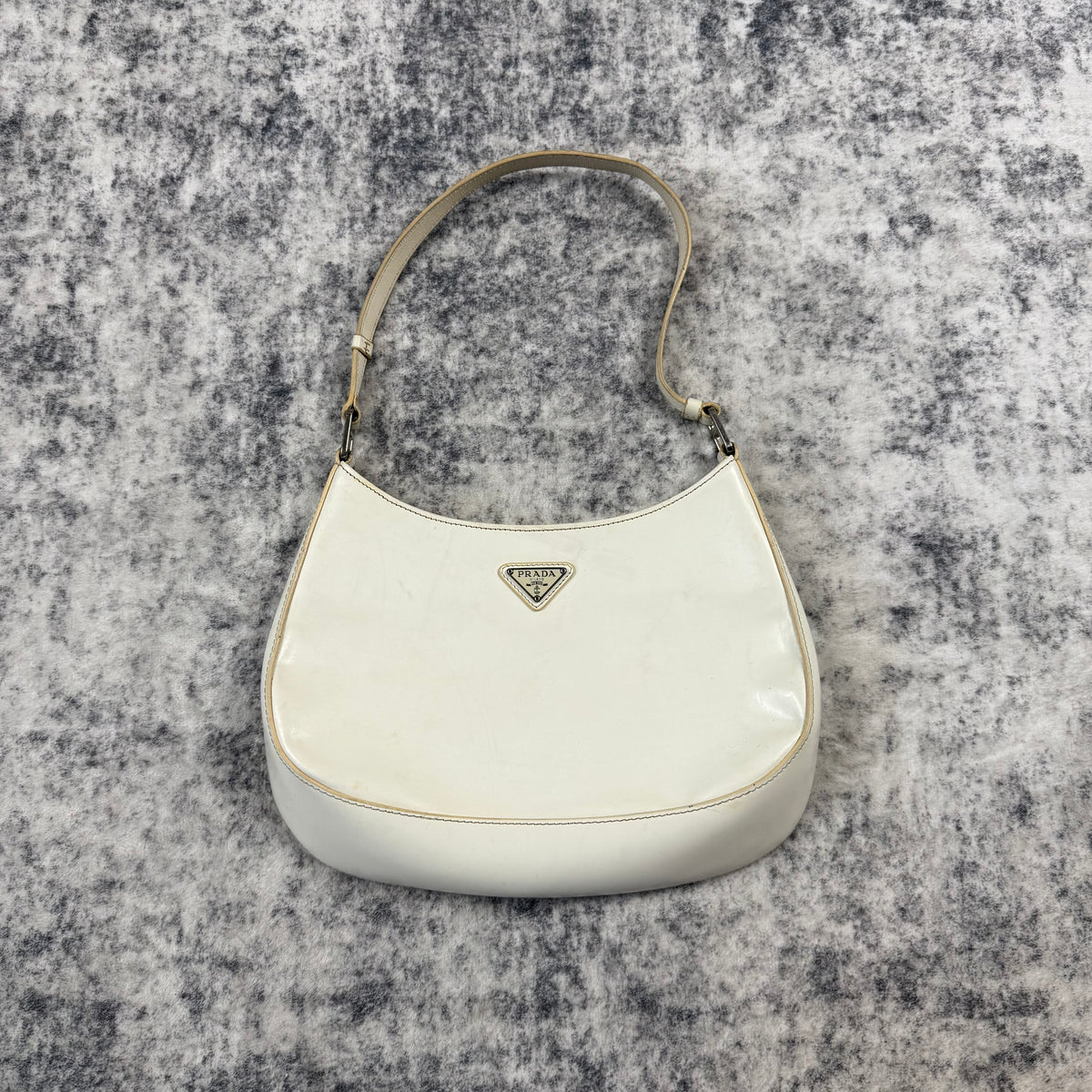 Prada Vintage White Leather Shoulder Bag