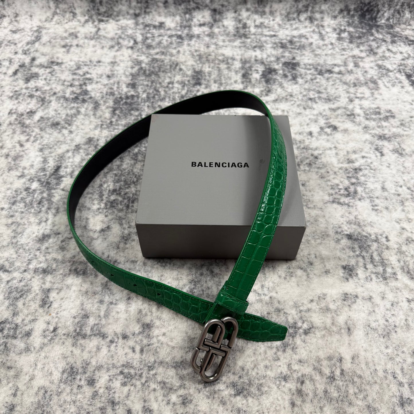 Balenciaga Croc Embossed BB Logo ‘Green’ Belt