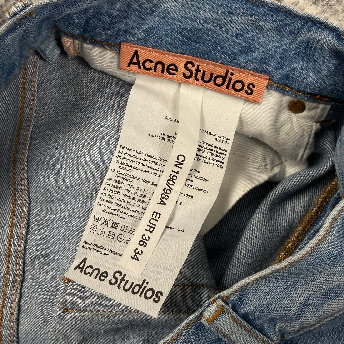 Acne Studios Wide-Leg Distressed Jeans In Light Blue Denim