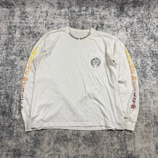 Chrome Hearts Horseshoe Rainbow Logo ‘White’ Long Sleeve