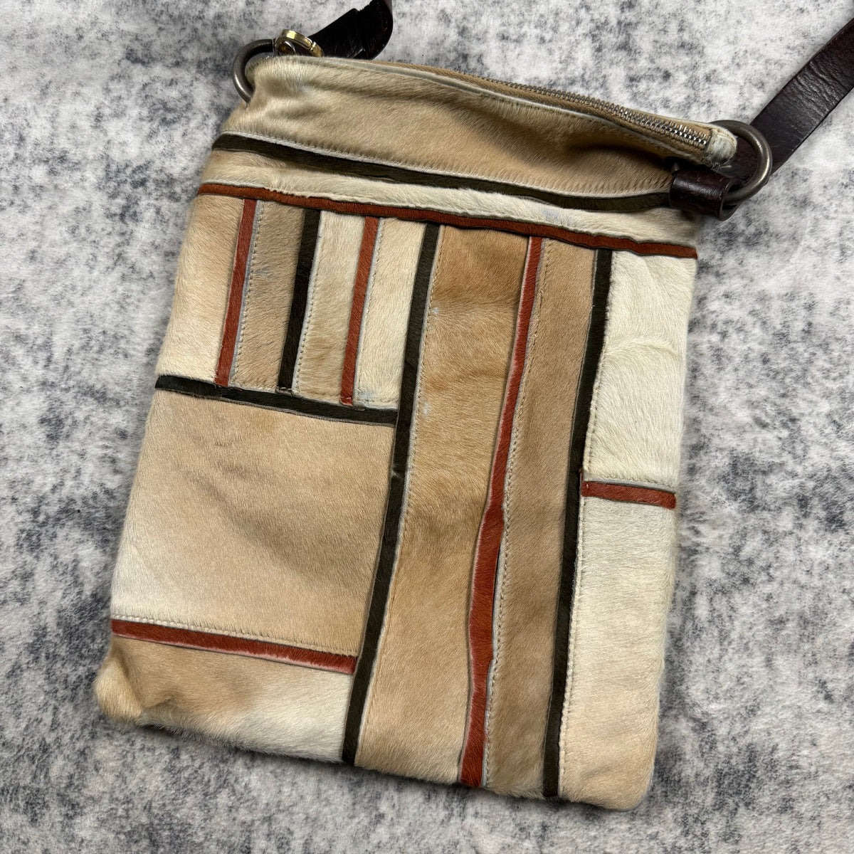 Dries Van Noten Pony Hair Patchwork Leather Crossbody Bag