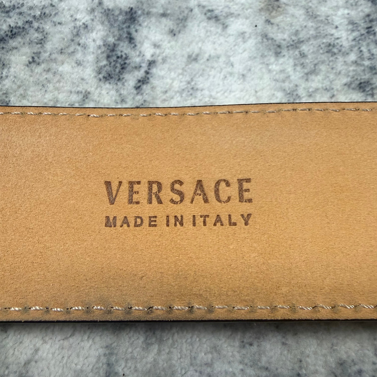 Versace Gold Medusa Leopard Print Pony Hair Belt