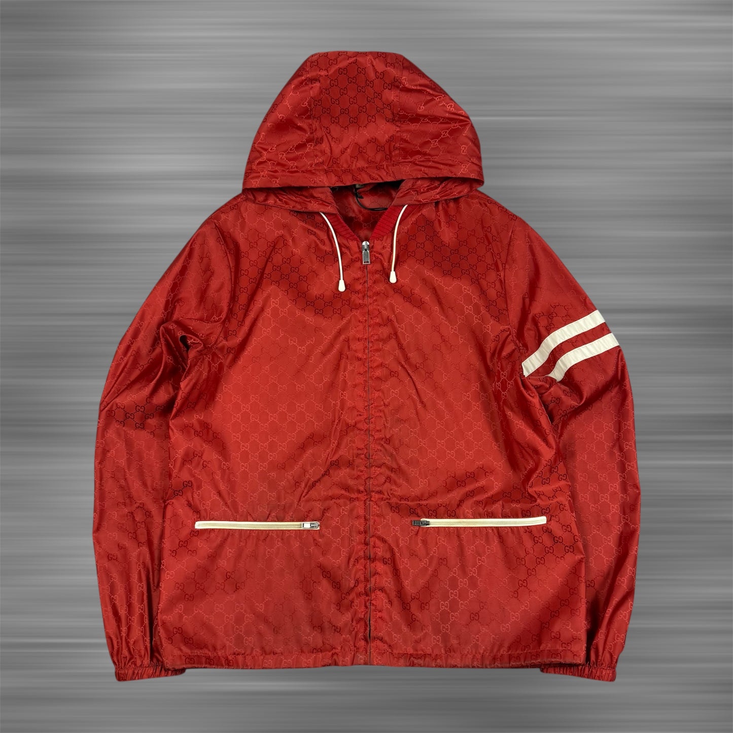 Gucci Monogram Nylon ‘Red’ Hooded Windbreaker