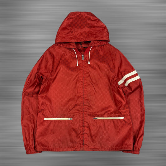 Gucci Monogram Nylon ‘Red’ Hooded Windbreaker