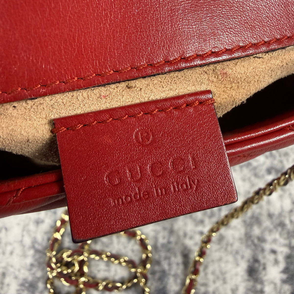 Gucci GG Marmont Red Matelassé Super Mini Bag