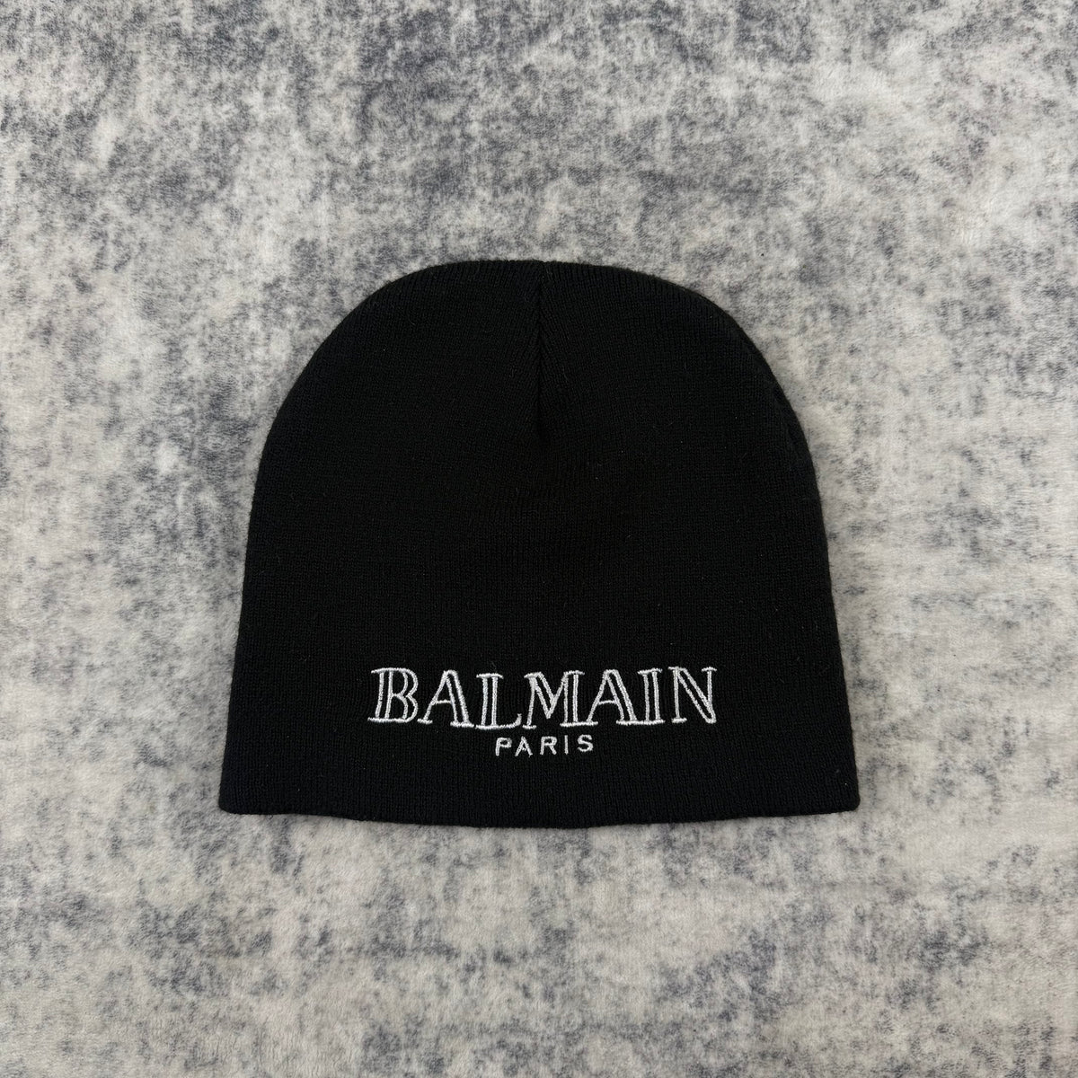 Balmain Paris Black Embroidered Logo Beanie