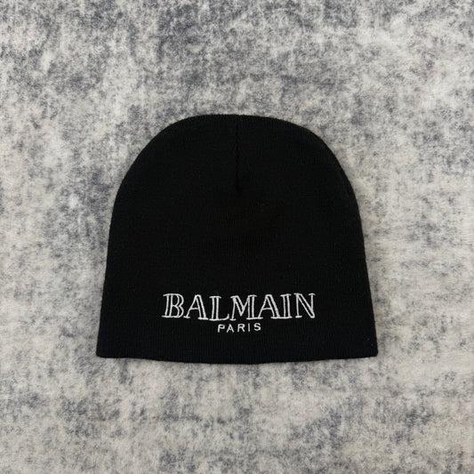 Balmain Paris Black Embroidered Logo Beanie