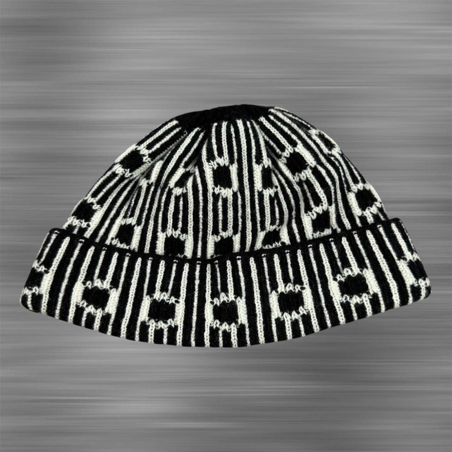 Prada Triangle-Logo Ribbed Knit ‘Black/White’ Beanie