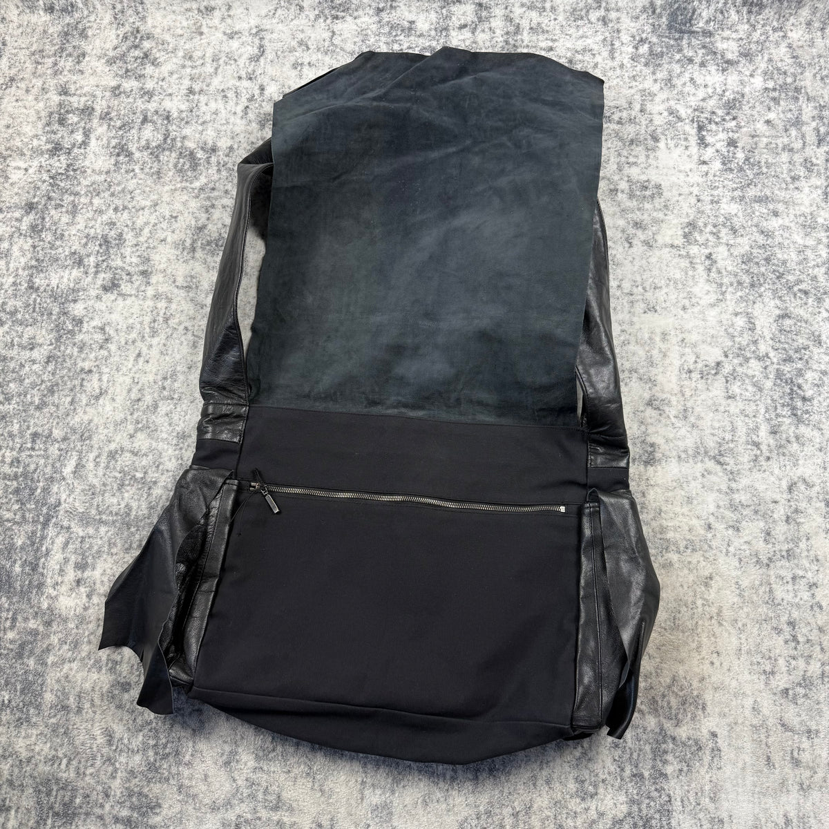 Yasuyuki Ishii Oversized Black Leather Messenger Shoulder Bag