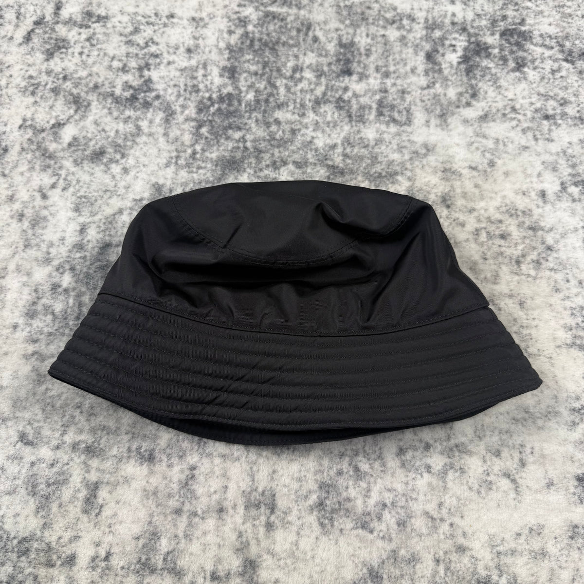 Prada Black Re-Nylon Triangle Logo Bucket Hat