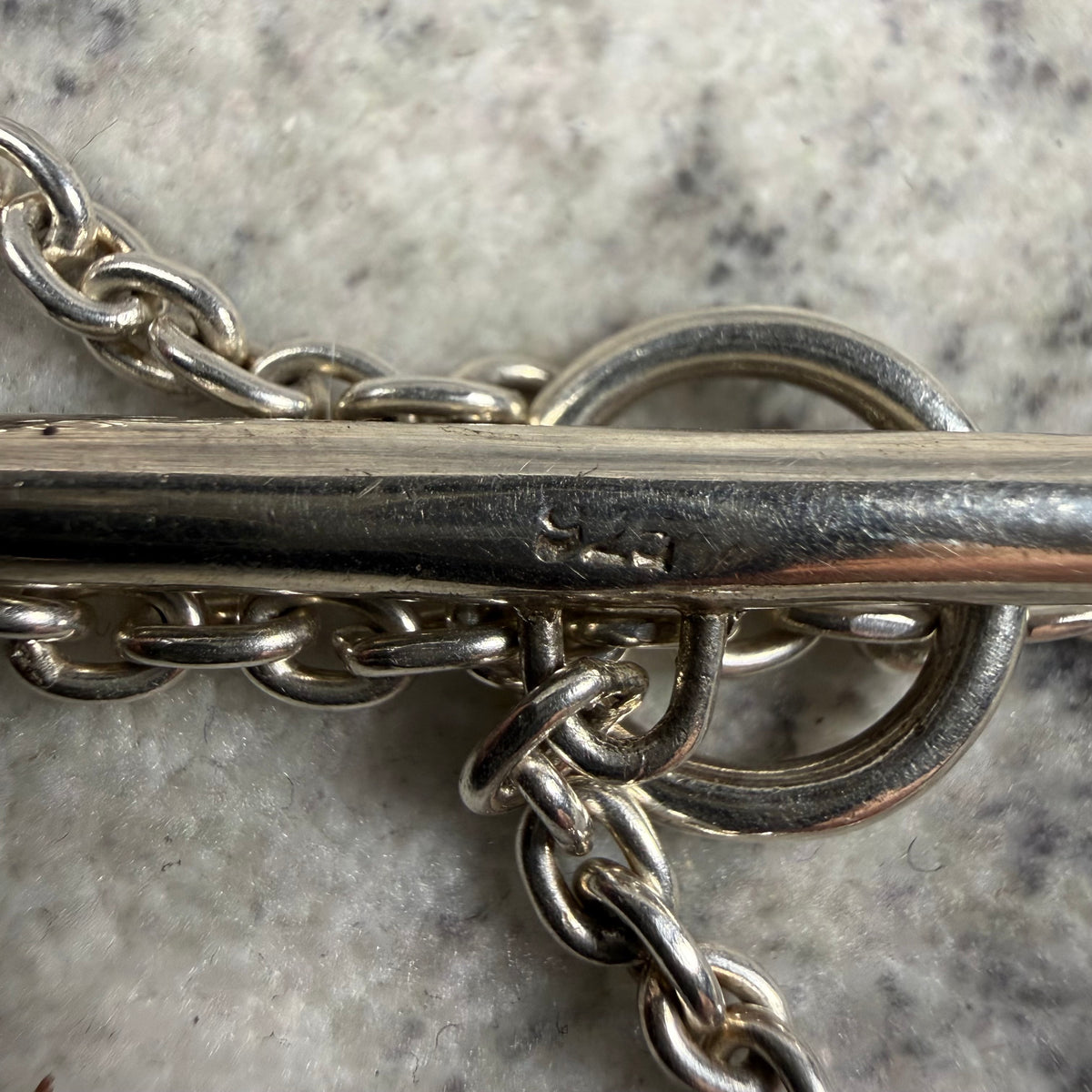Parts of Four Polished Sterling Silver Long Plate Necklace
