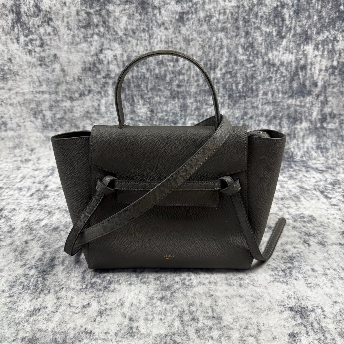 Celine Micro Belt Bag in Grey Grained Calfskin