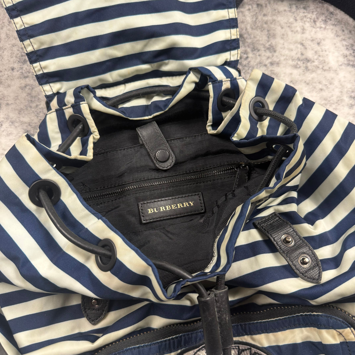 Burberry Striped Knight Embroidered Nylon Backpack