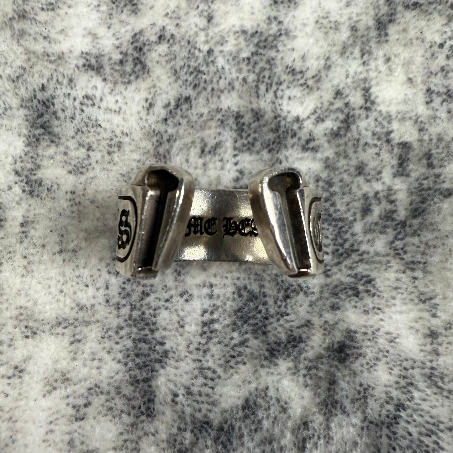 Chrome Hearts Large Scroll Label Silver Ring