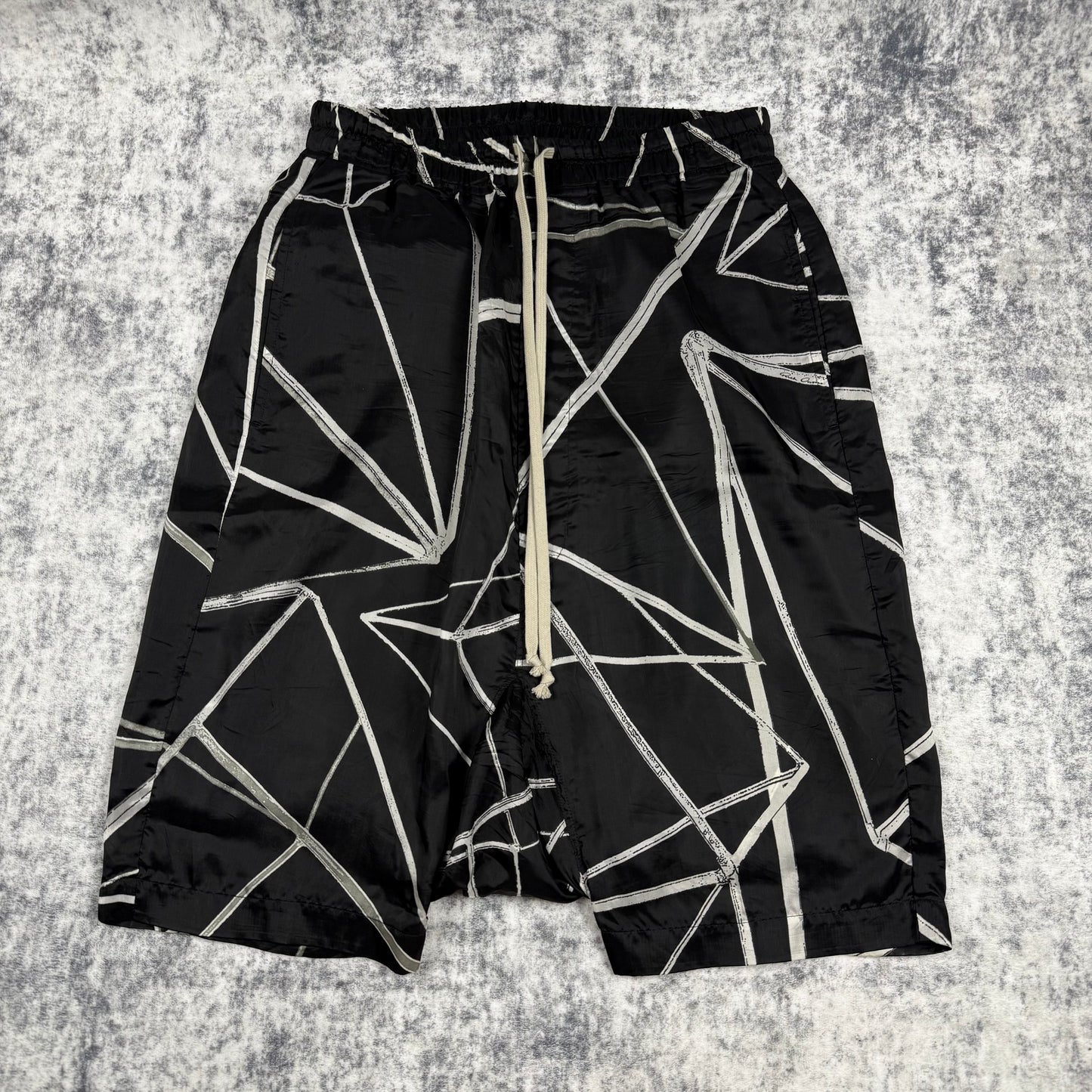 Rick Owens SS22 FOGACHINE Drawcord All-Over Print Shorts