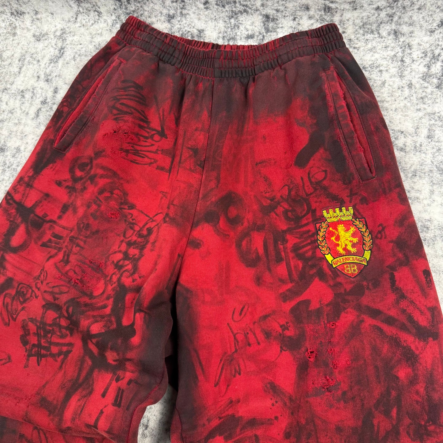 Balenciaga Sample Distressed Graffiti Print ‘Red’ Sweatpants