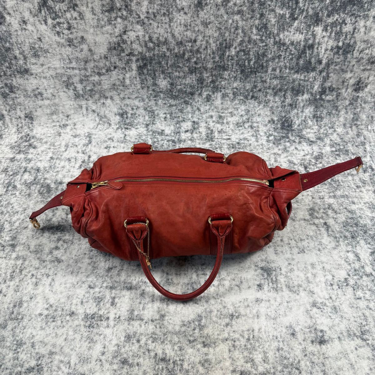 Balenciaga 2000s Whistle Red Leather Duffle Bag