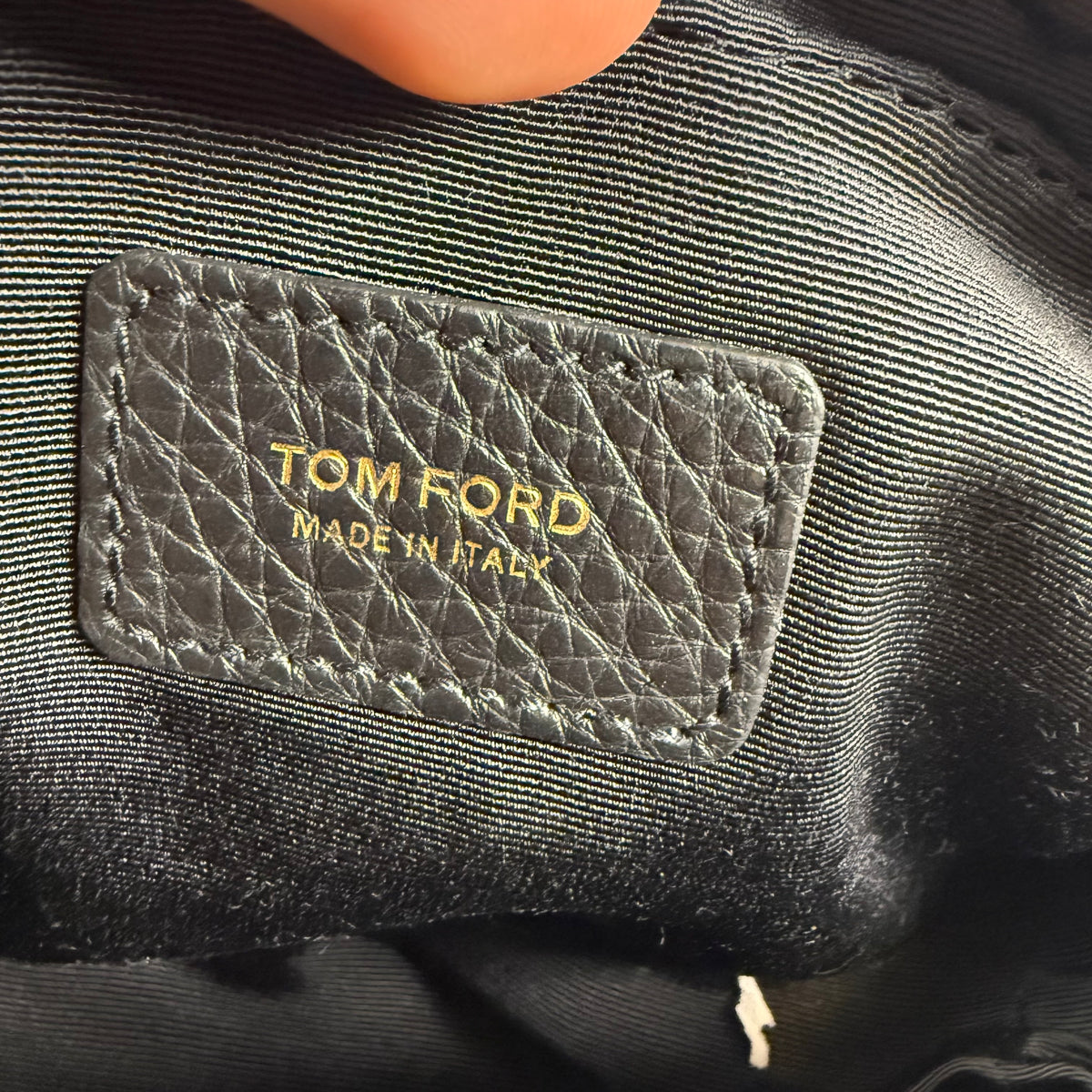 Tom Ford Black Grained Leather Cosmetic Bag