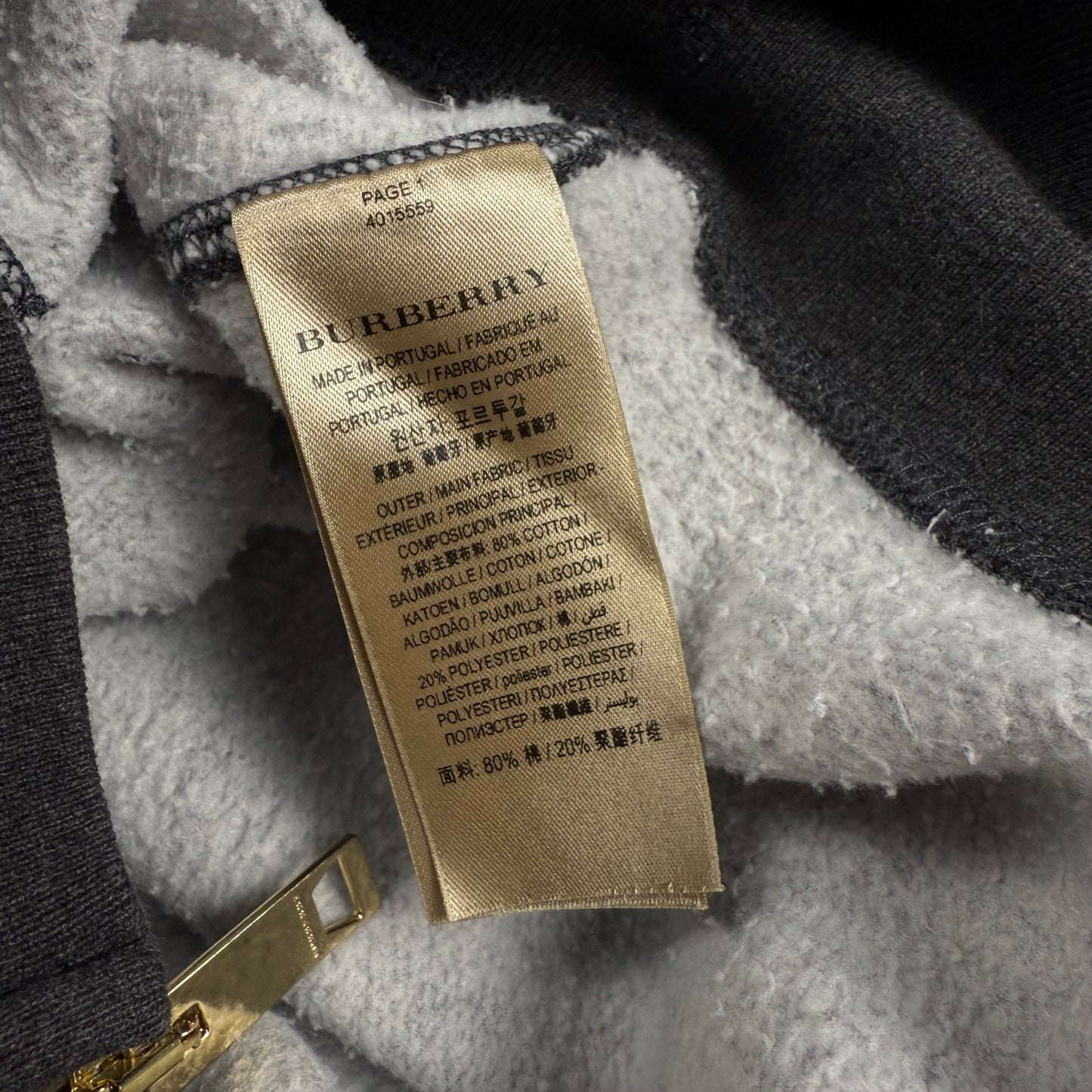 Burberry Nova Check Hood ‘Dark Grey’ Zip-Up Hoodie