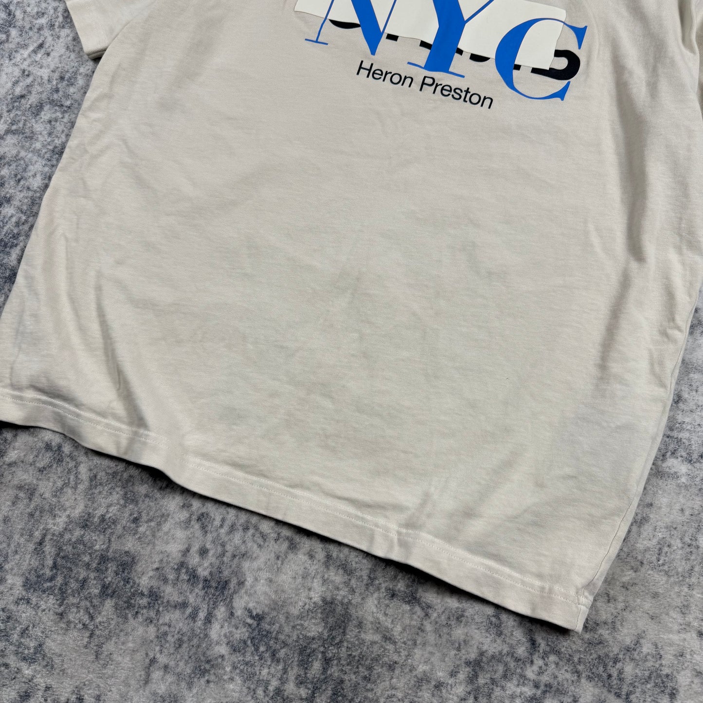 HERON PRESTON Nyc Censored T-Shirt In Ivory Blue