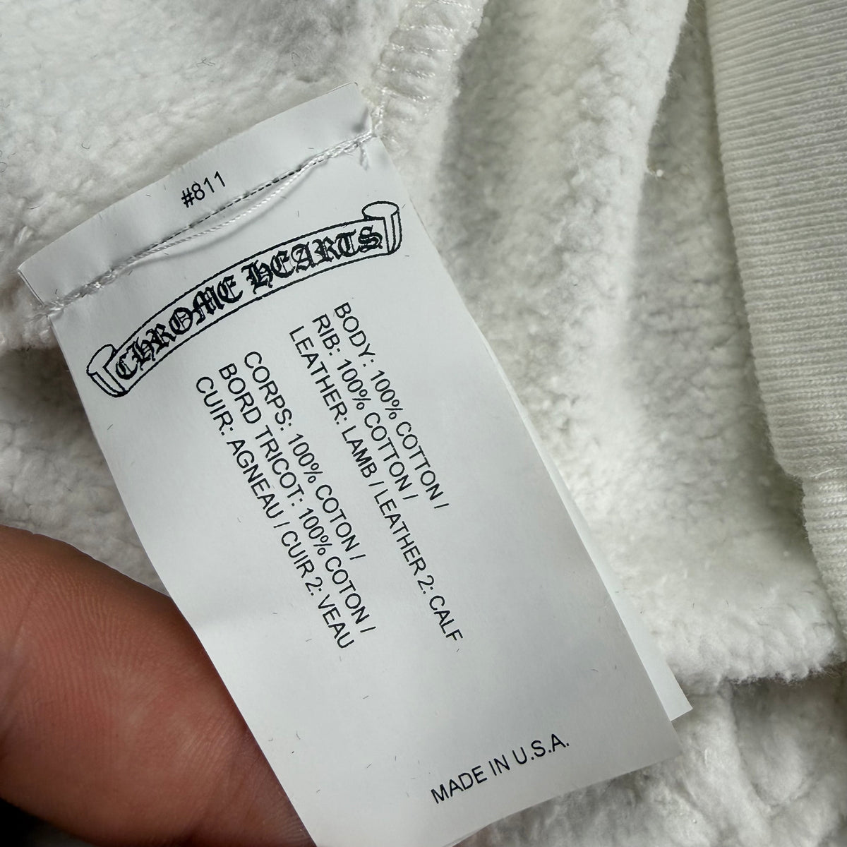 Chrome Hearts Leather Cross Patch ‘White’ Crewneck