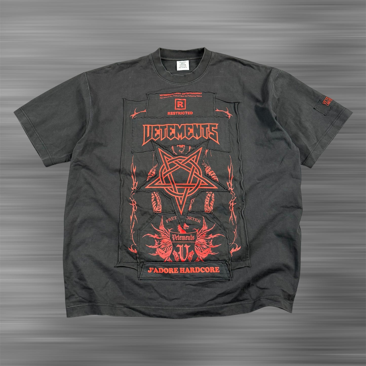 Vetements Hardcore Patched Dense ‘Black’ T-Shirt