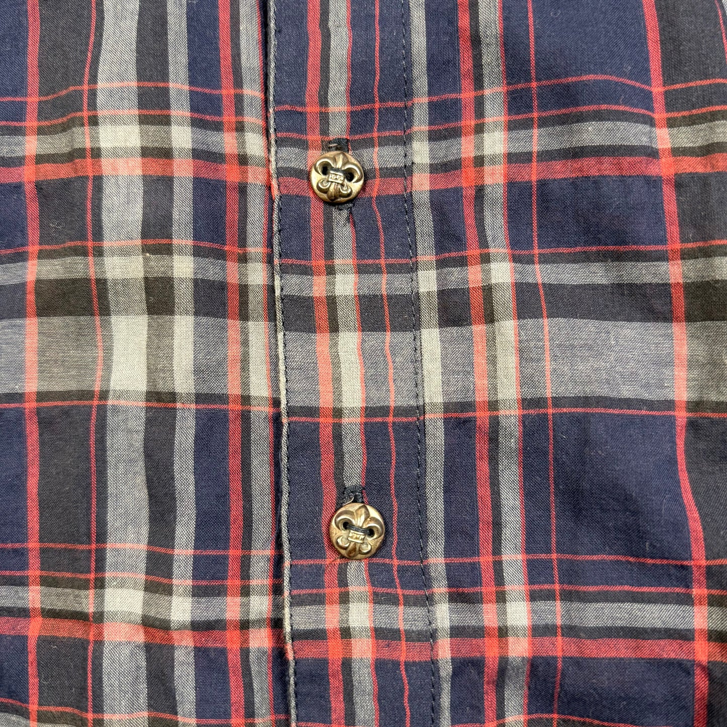 Chrome Hearts Leather Cross Patch Flannel Shirt